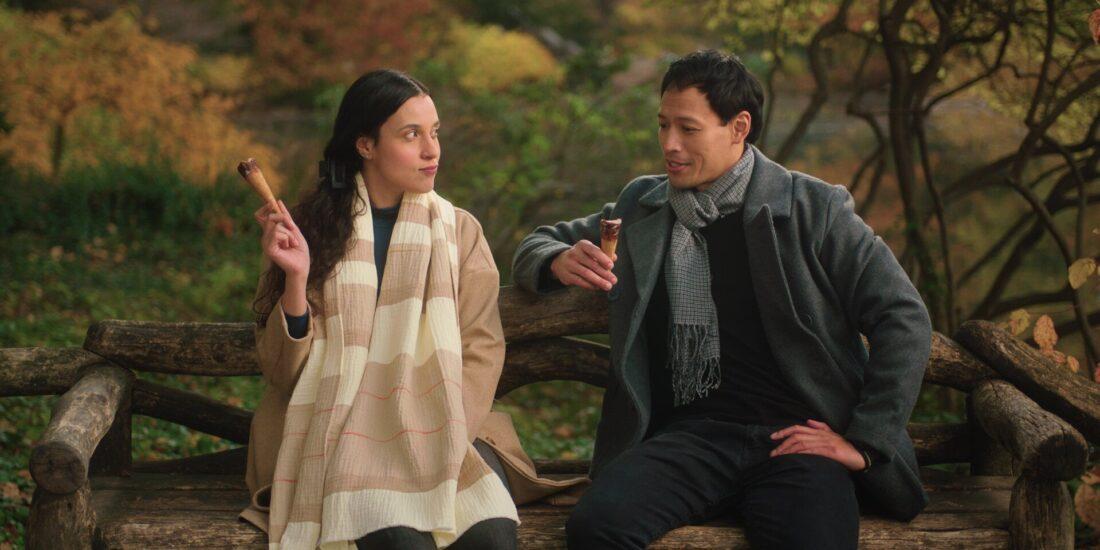 chatter - mystic film festival - narrative short - featured image - two people on outdoor bench
